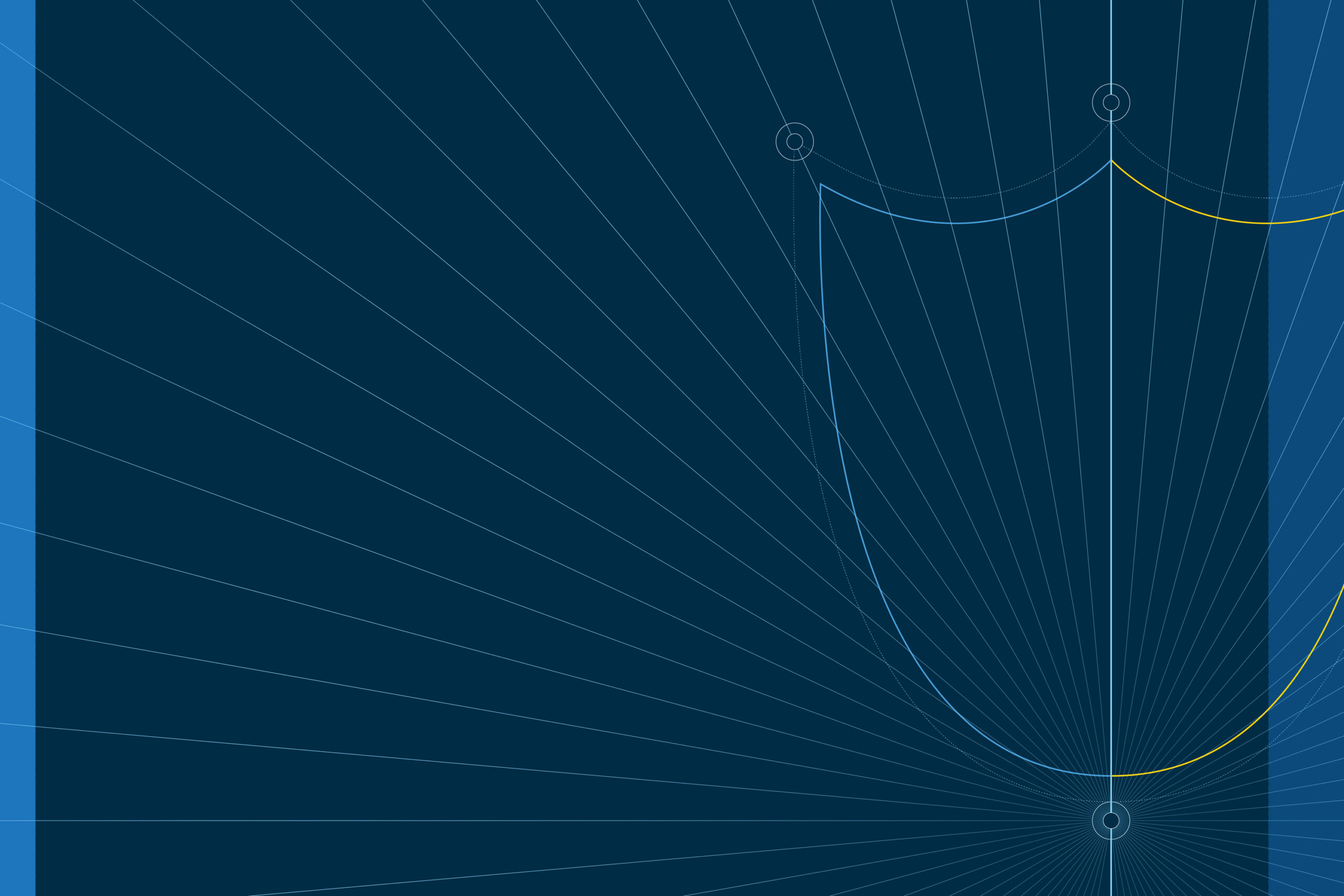 A line illustration of a shield in the colors of Ukraine's flag, representing cyber defense assistance to Ukraine.